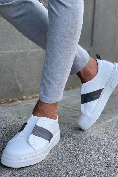 White Low-Top Sneakers for Men by GentWith.com with Free Worldwide Shipping