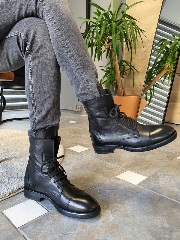 Black Cap Toe Boots for Men by GentWith.com with Free Worldwide Shipping
