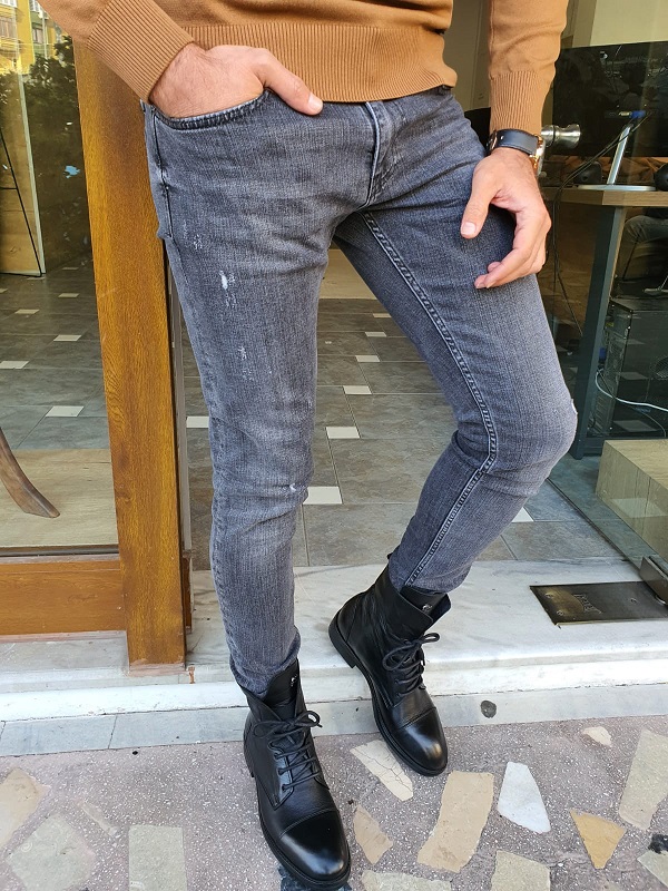 GentWith Enid Black Slim Fit Ripped Jeans 