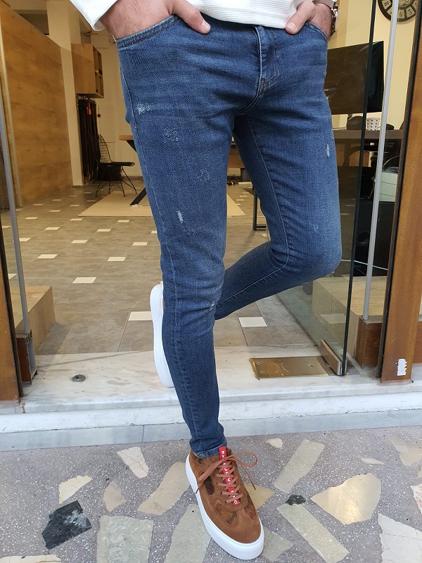 GentWith Enid Blue Slim Fit Ripped Jeans 