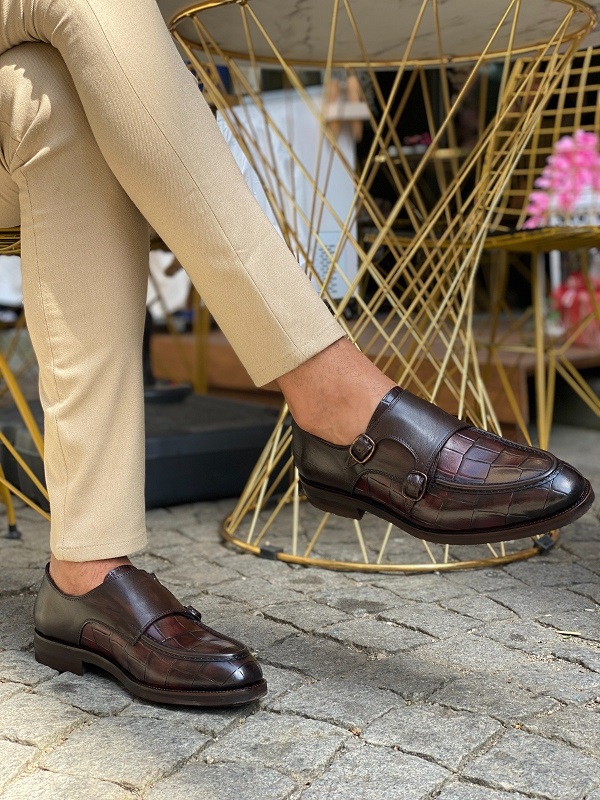 Brown Monk Strap Loafers for Men by GentWith