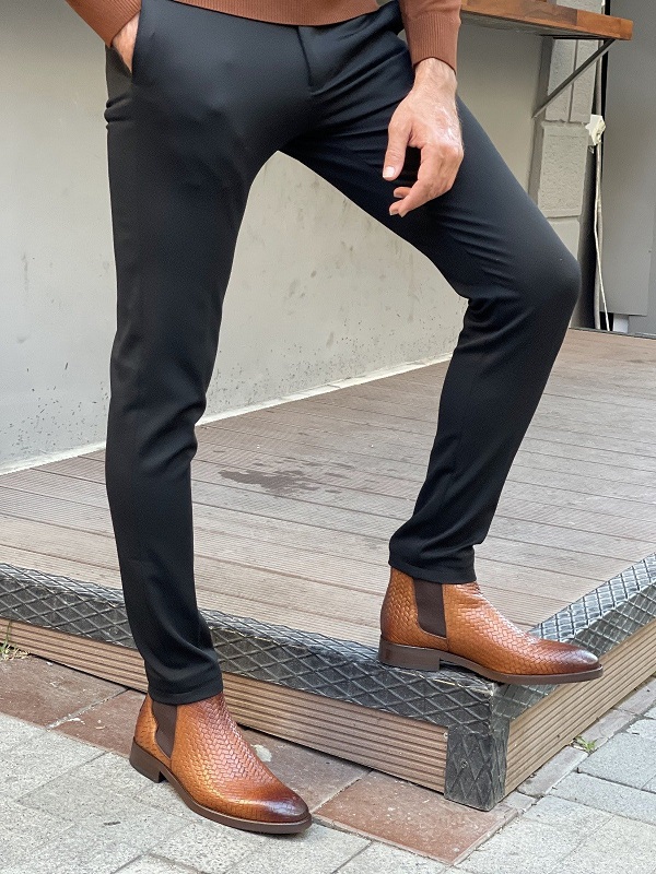 Black Slim Fit Pants for Men by GentWith.com with Free Worldwide Shipping