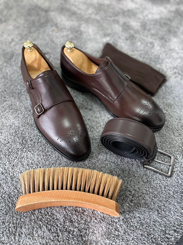 GentWith Hazard Brown Double Monk Straps 