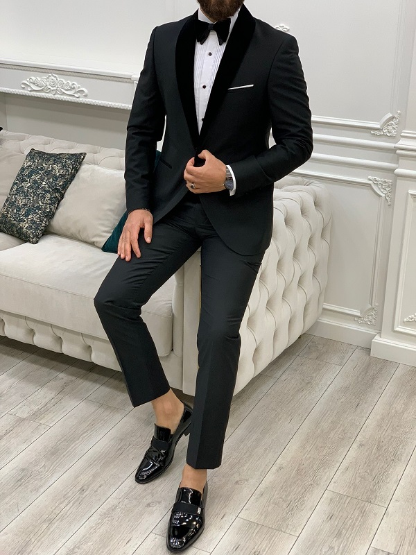 Slim fit suit with hot sale loafers