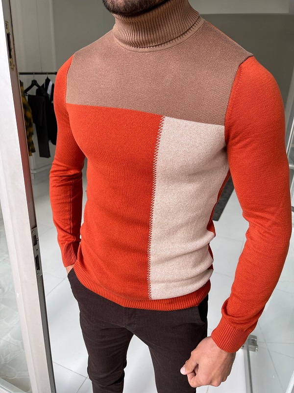 GentWith Owensboro Orange Slim Fit Turtleneck Sweater 