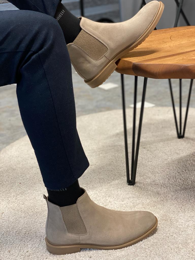 Beige suede chelsea boots mens best sale