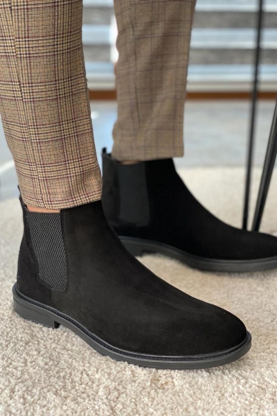 Black Suede Chelsea Boots for Men by Gentwith.com with Free Worldwide Shipping