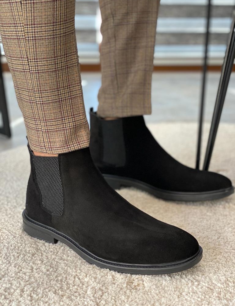 Black Suede Chelsea Boots for Men by GentWith | Worldwide Shipping