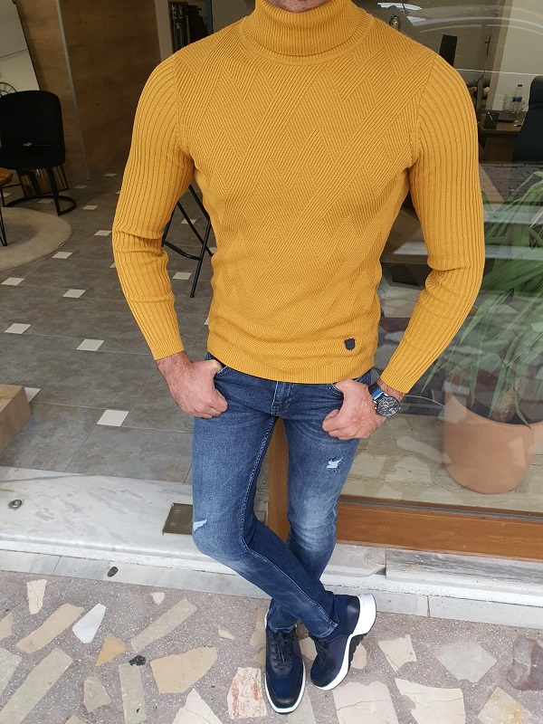 Mens mustard shop yellow turtleneck