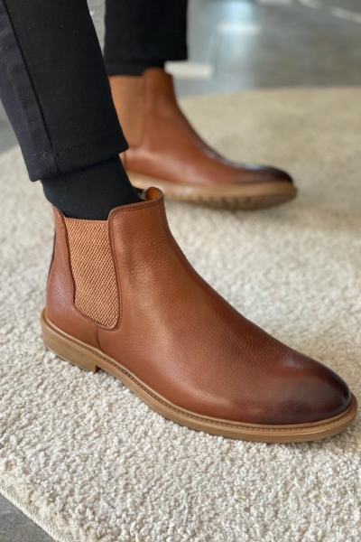 Brown Chelsea Boots for Men by Gentwith.com with Free Worldwide Shipping