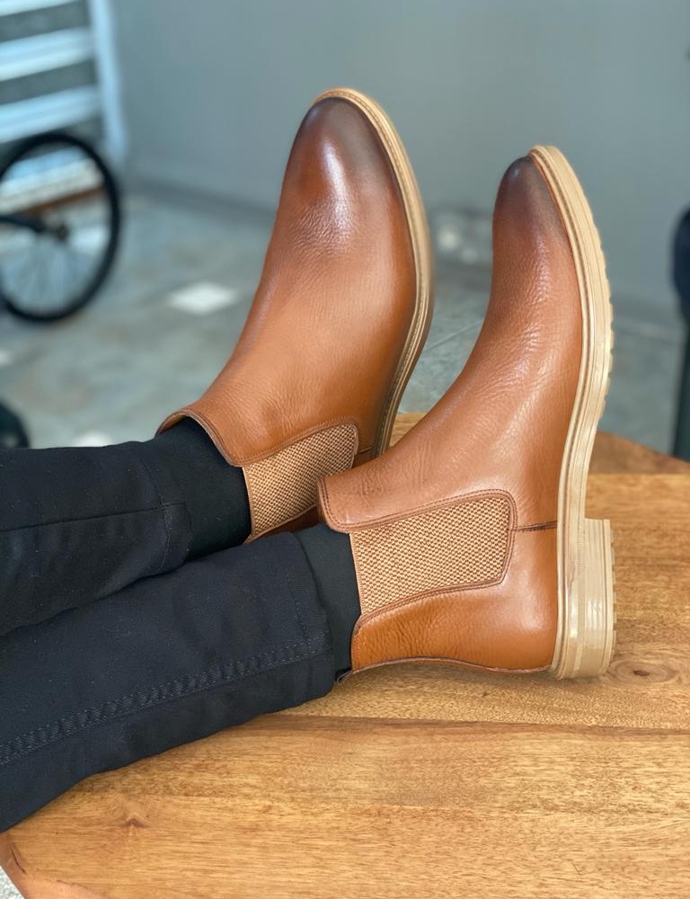 Brown Chelsea Boots for Men by Gentwith.com with Free Worldwide Shipping
