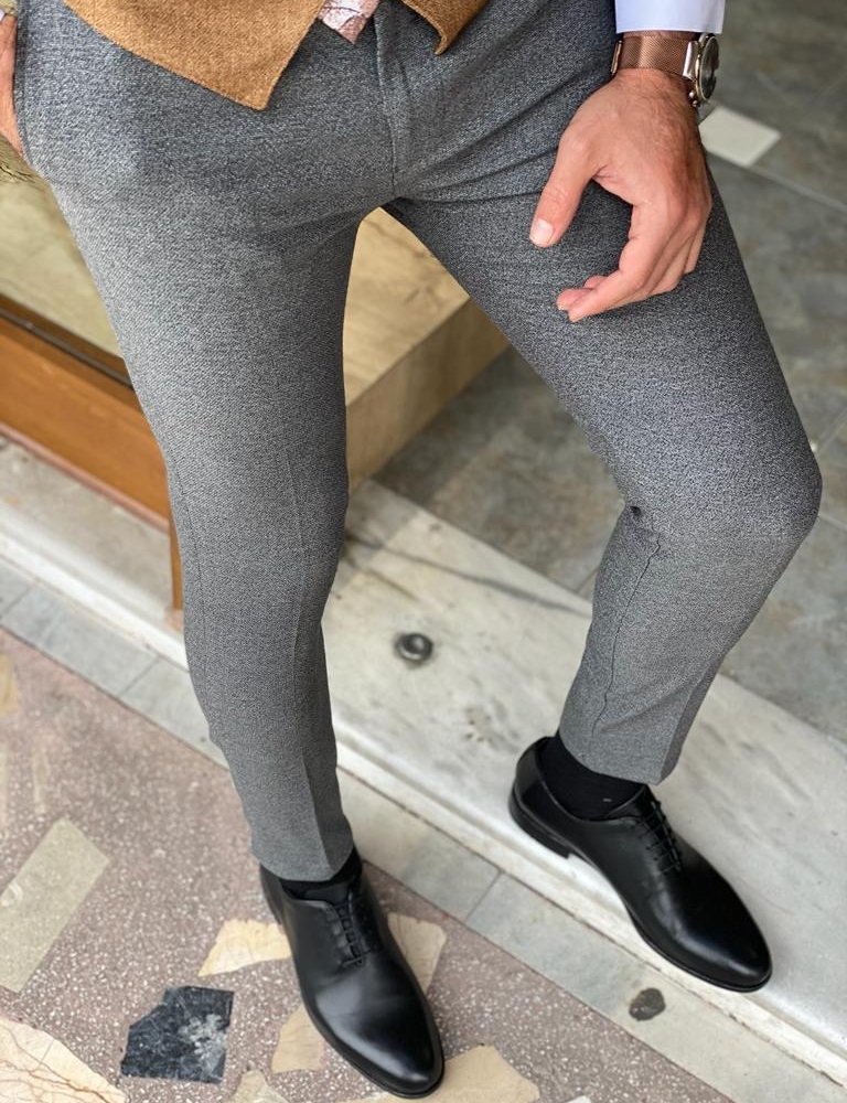 VBC Grey Wool Flannel Dress Pant with Plain Hem  Custom Fit Tailored  Clothing