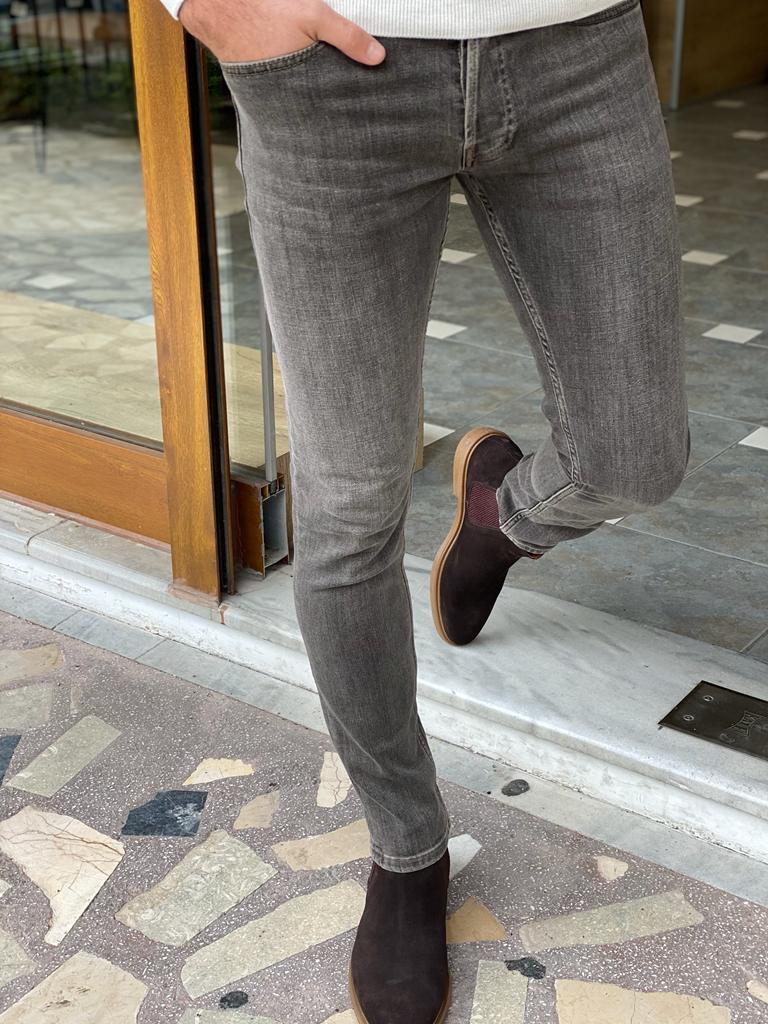 GentWith Lawton Beige Slim Fit Jeans 