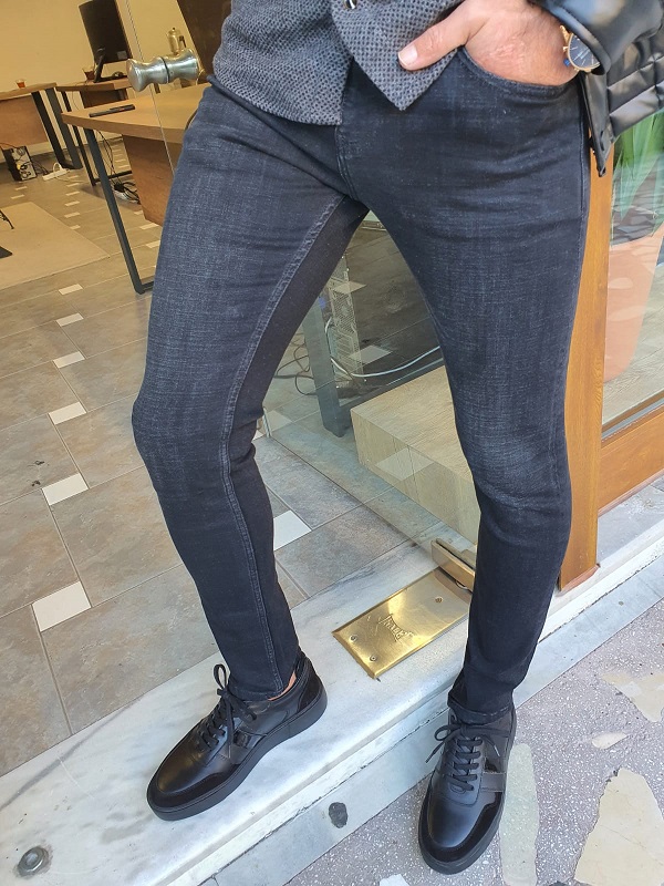 Black Slim Fit Jeans for Men by Gentwith.com with Free Worldwide Shipping