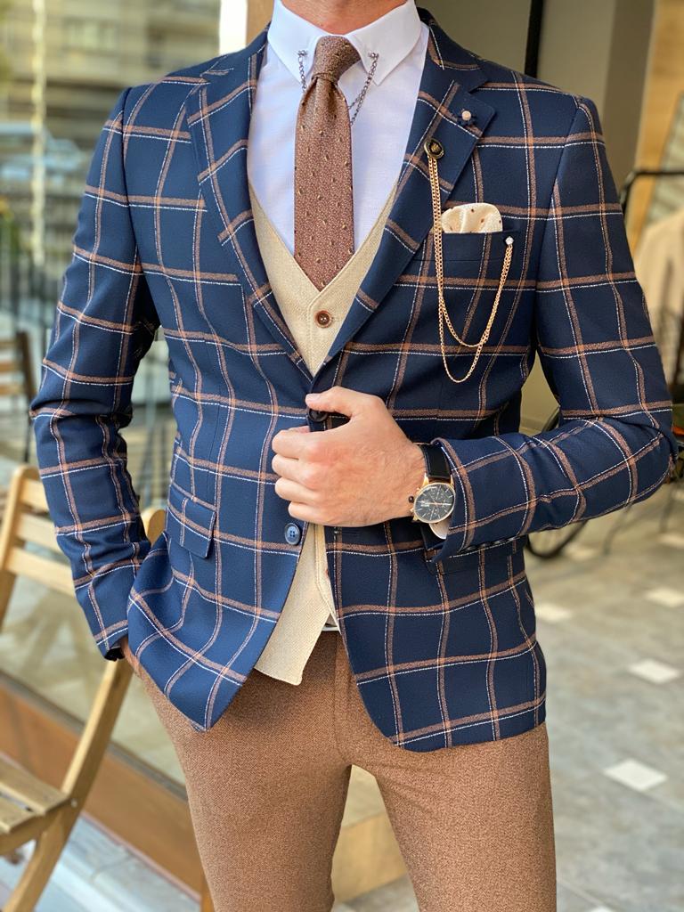 Plaid blazer outlet men