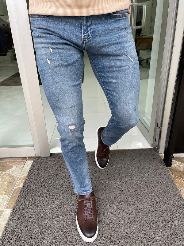 GentWith Tampa Dark Gray Slim Fit Ripped Jeans