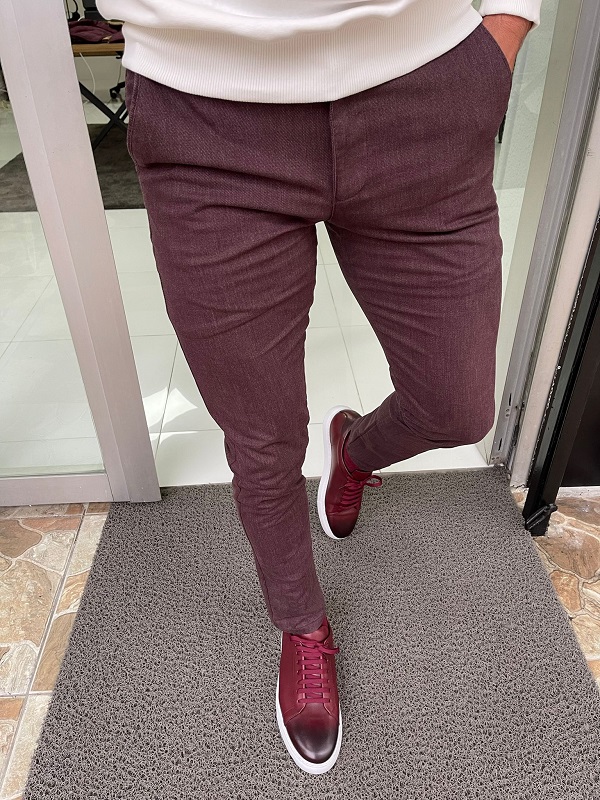 GentWith New Bern Burgundy Slim Fit Pants