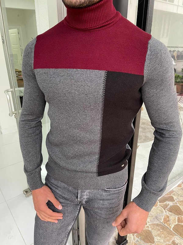 GentWith Owensboro Dark Gray Slim Fit Turtleneck Sweater 