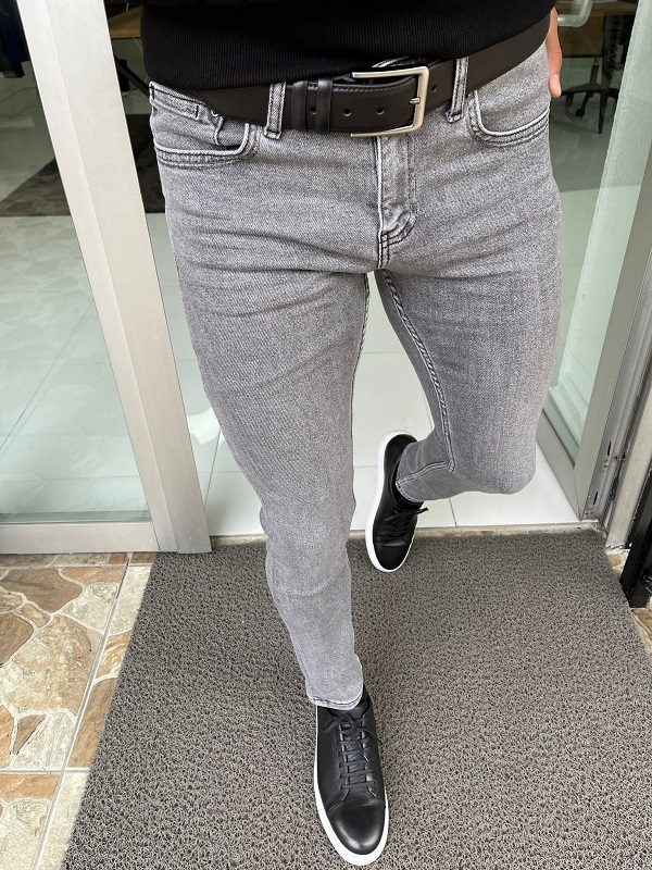 Gray Slim Fit Jeans for Men by GentWith.com | Worldwide Shipping