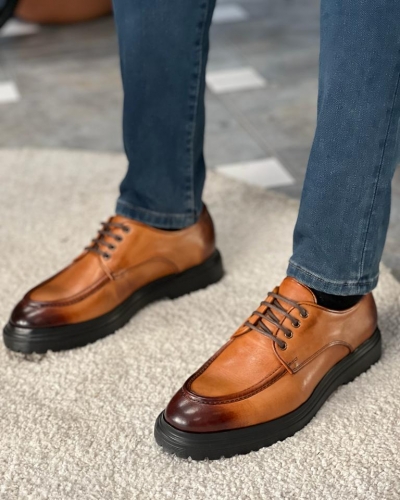 Tan Derby Shoes for Men by Gentwith.com with Free Worldwide Shipping