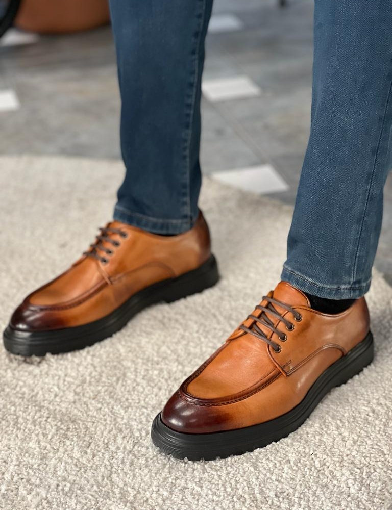 Tan Derby Shoes for Men by Gentwith.com with Free Worldwide Shipping