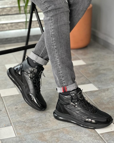 Black High-Top Sneakers for Men by Gentwith.com with Free Worldwide Shipping