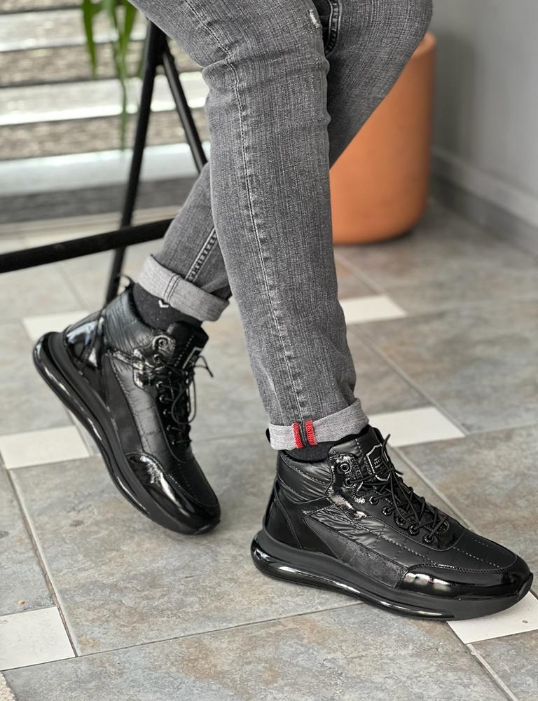 Black High-Top Sneakers for Men by Gentwith.com with Free Worldwide Shipping