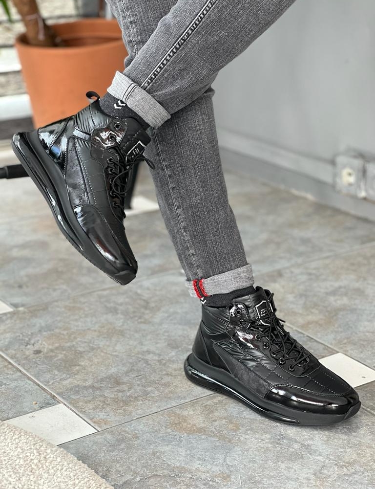 Black High-Top Sneakers for Men by Gentwith.com with Free Worldwide Shipping