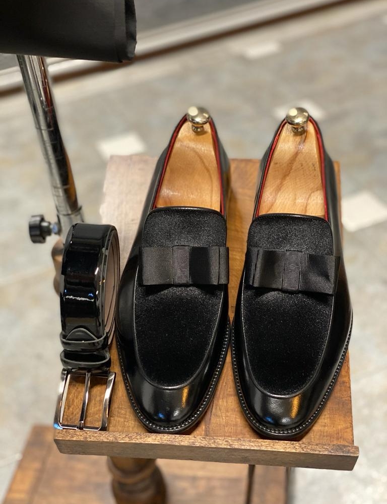 Black Pump Loafers for Men by Gentwith.com with Free Worldwide Shipping
