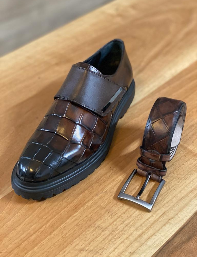 Brown Buckle Shoes for Men by Gentwith.com with Free Worldwide Shipping