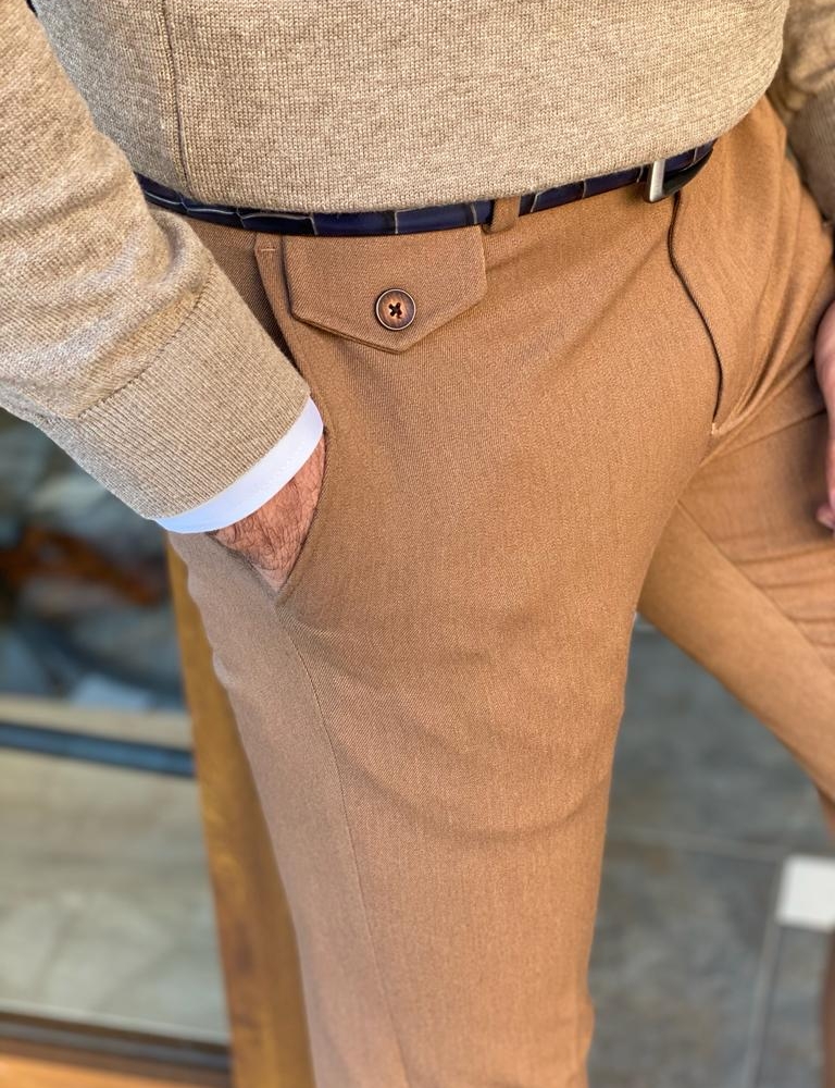 GentWith Empire Camel Slim Fit Pants