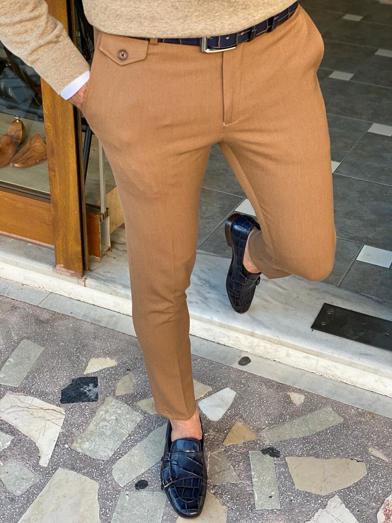 Camel Slim Fit Pants for Men by