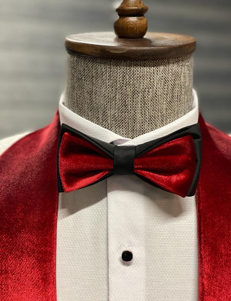 Red & White Slim Fit Velvet Shawl Lapel Wool Tuxedo for Men by Gentwith.com with Free Worldwide Shipping