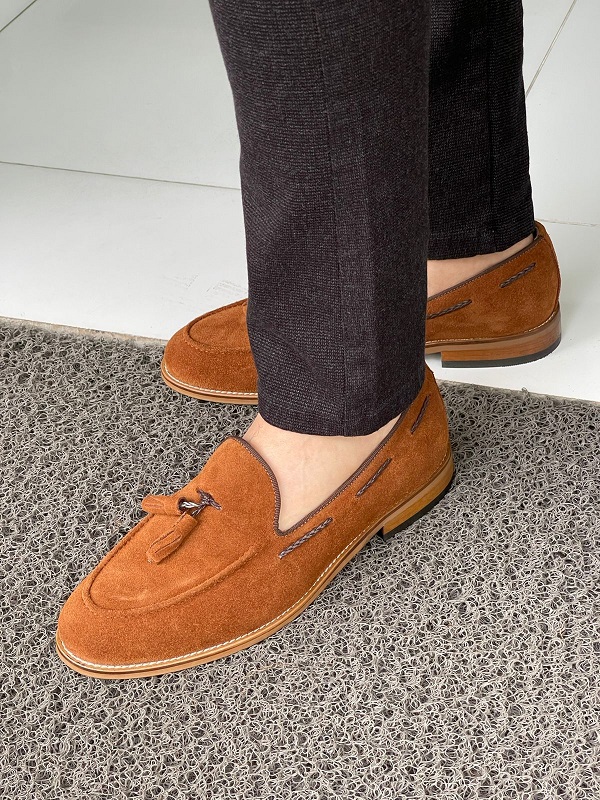 Tan Suede Tassel Loafers for Men by GentWith.com | Worldwide Shipping