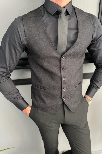 Black Slim Fit Cotton Vest for Men by Gentwith.com with Free Worldwide Shipping