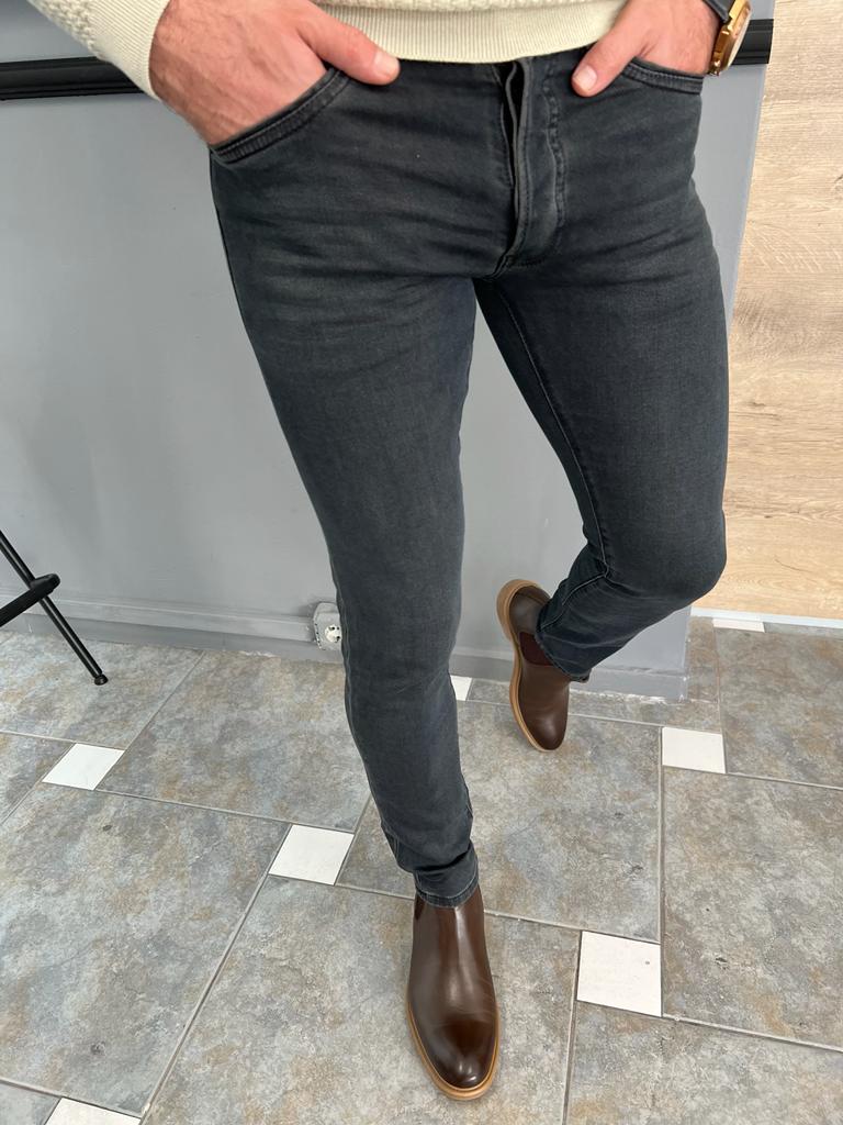 GentWith Empire Brown Slim Fit Jeans 
