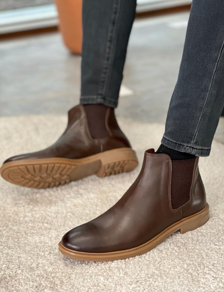 Dark Brown Chelsea Boots for Men by Gentwith.com with Free Worldwide Shipping