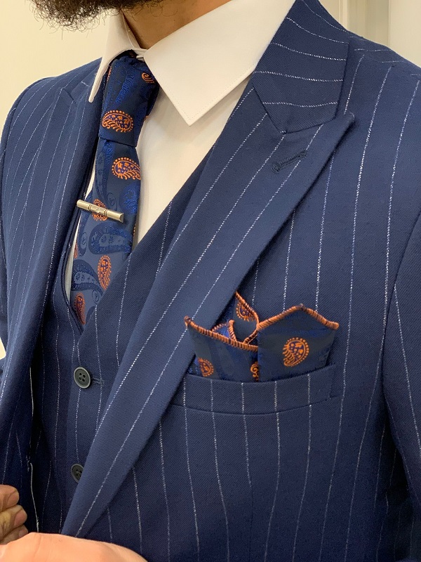 Blue & White Pinstripe Suit, Gentleman Style, Giorgenti Custom Suits NY  NYC