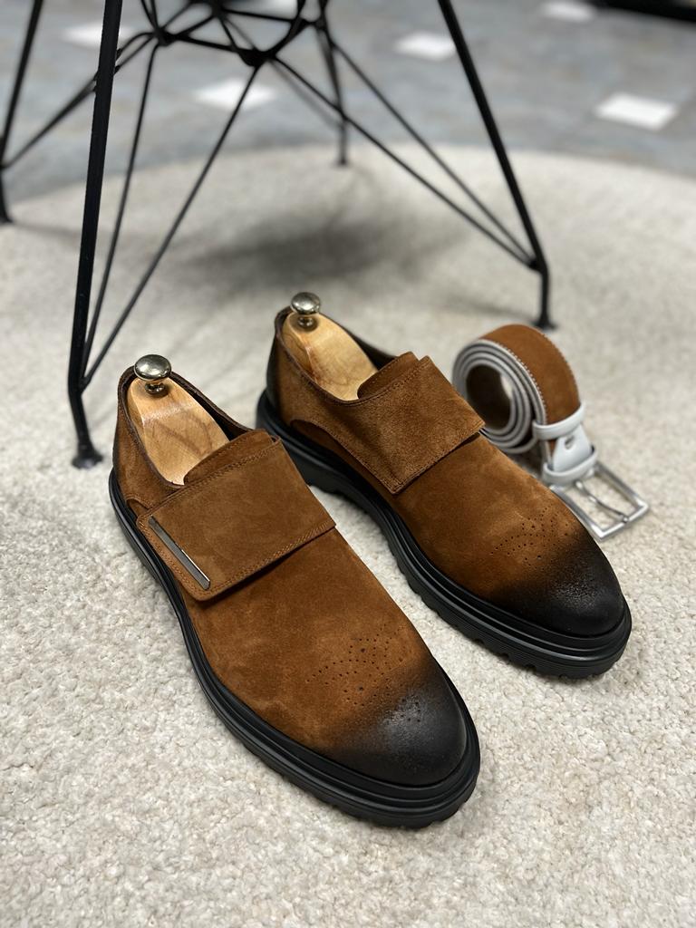 Brown Suede Buckle Shoes for Men by GentWith | Worldwide Shipping