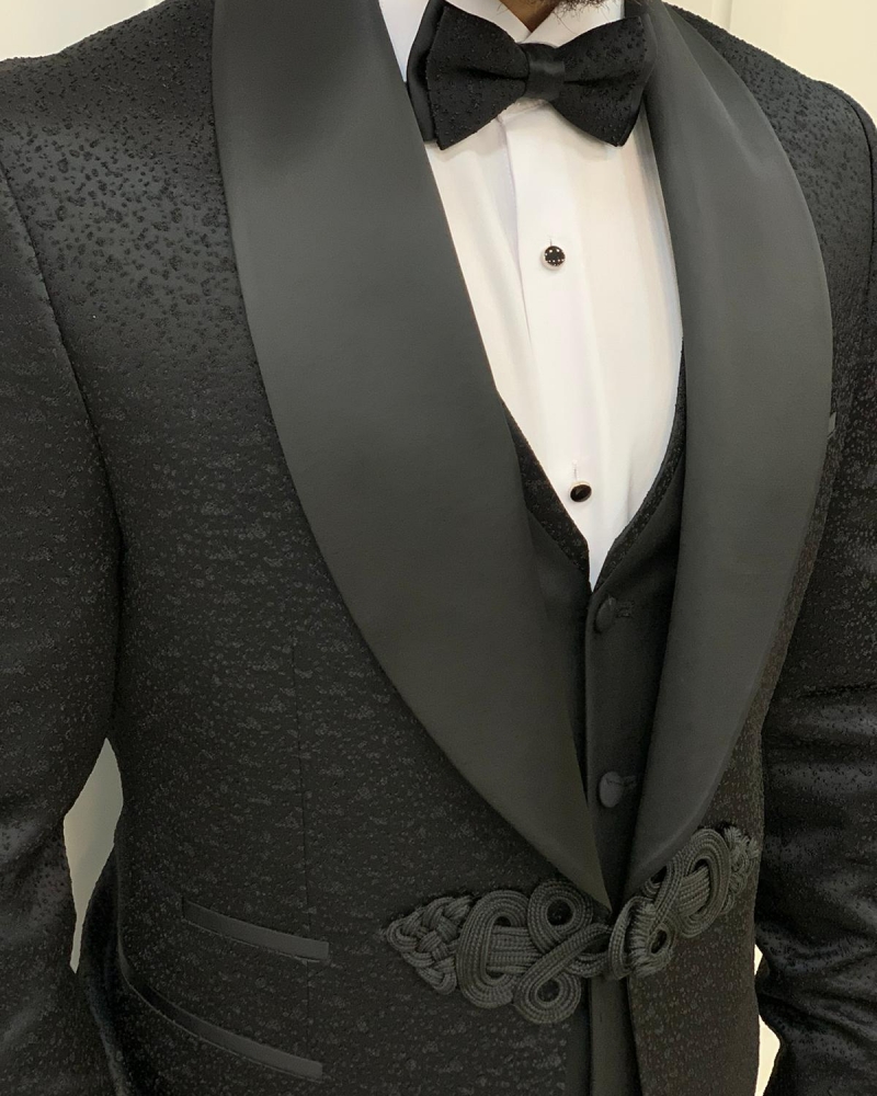 Black Slim Fit Shawl Lapel Tuxedo for Men by Gentwith.com with Free Worldwide Shipping