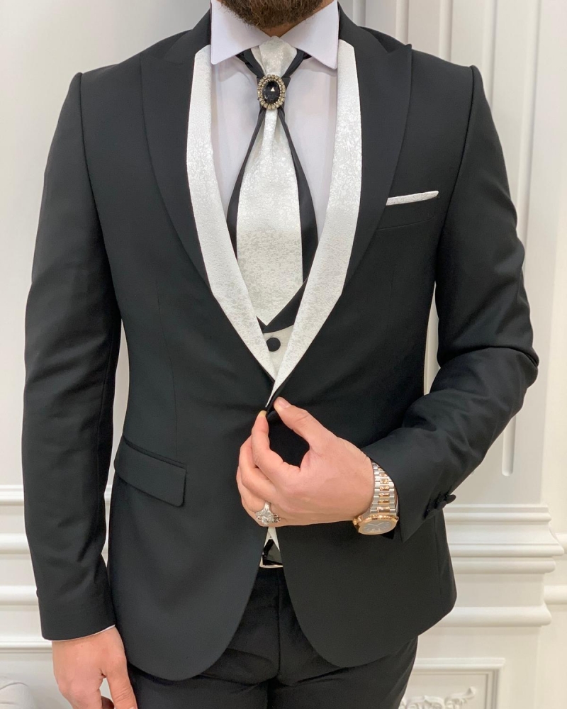 White Black Wedding Groom Suit for Men by GentWith.com