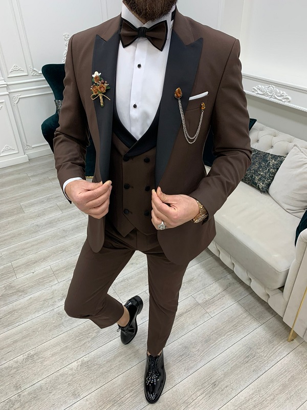 Textured Pecan Brown Tuxedo