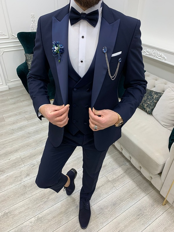 Dark store blue tux