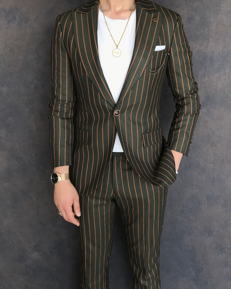 Green Slim Fit Italian Designed Suit for Men by GentWith.com with Free Worldwide Shipping