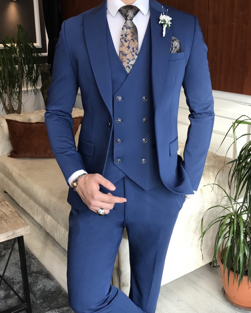 Blue Slim Fit Italian Designed Suit for Men by GentWith.com with Free Worldwide Shipping