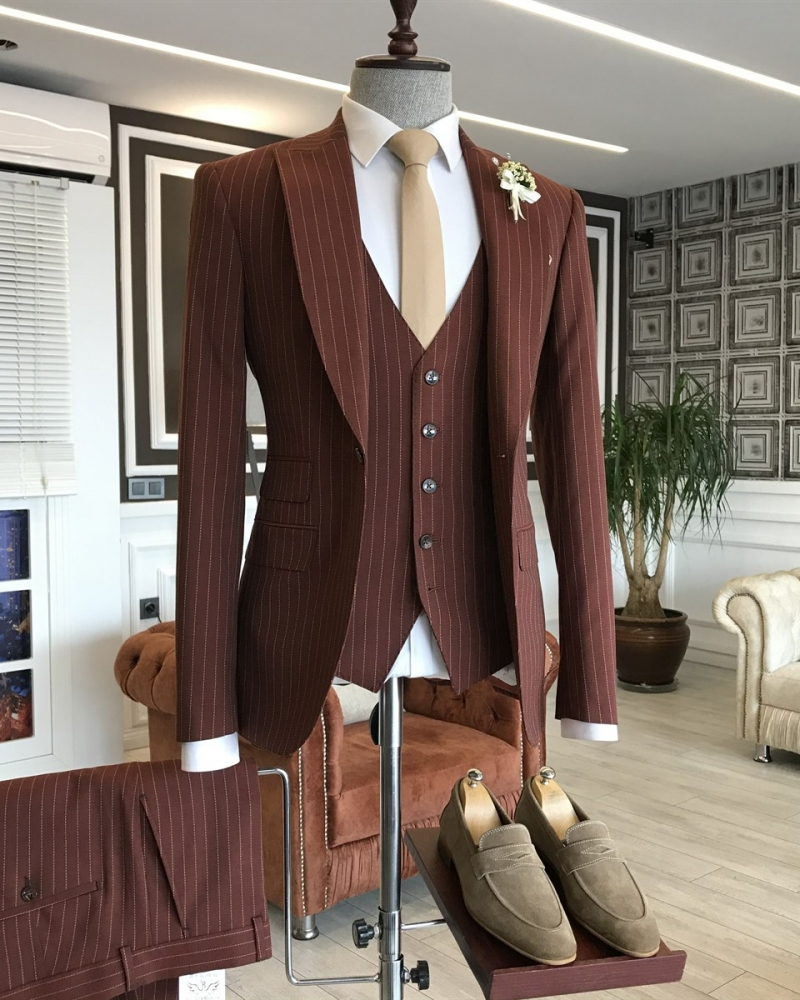 Rust Slim Fit Italian Designed Suit for Men by GentWith.com with Free Worldwide Shipping