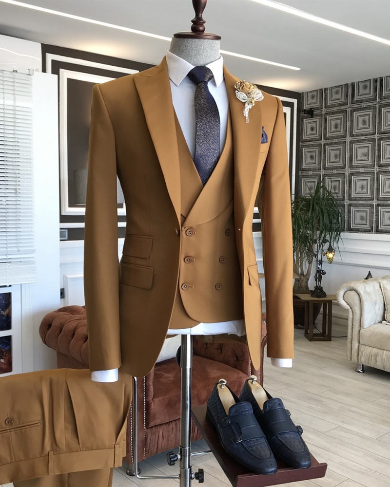 Mustard Slim Fit Italian Designed Suit for Men by GentWith.com with Free Worldwide Shipping