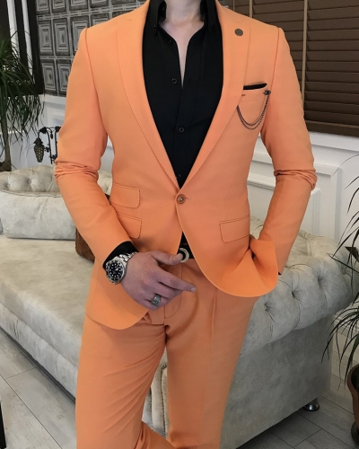 Orange Slim Fit Italian Designed Suit for Men by GentWith.com with Free Worldwide Shipping