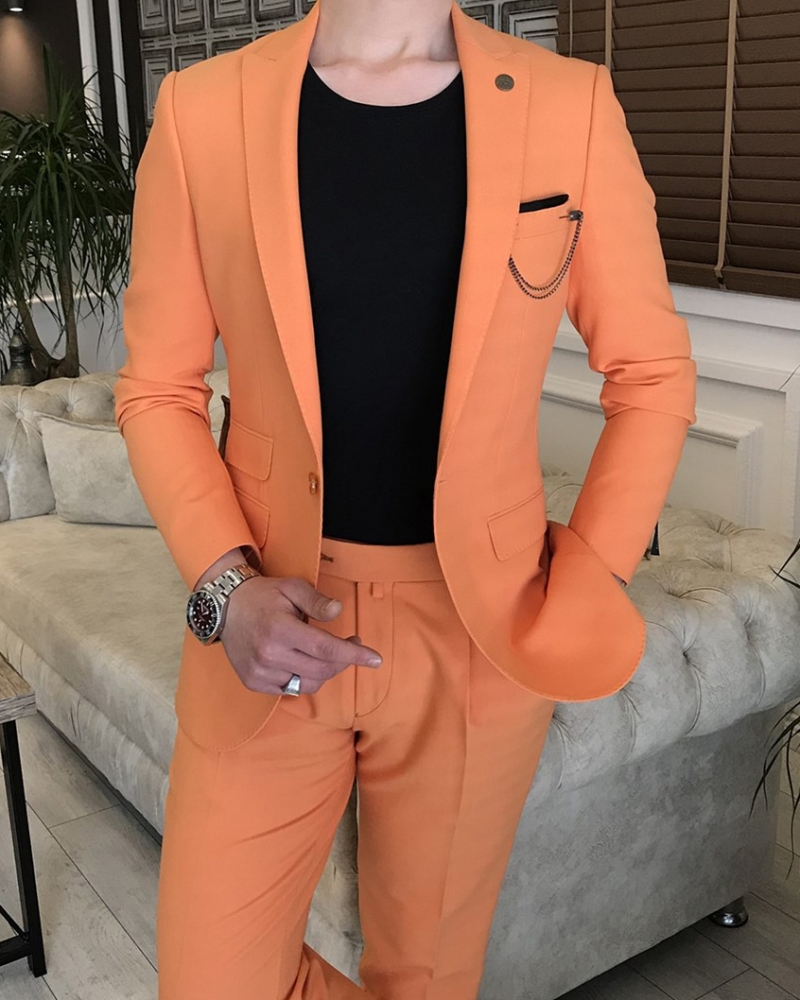Orange Slim Fit Italian Designed Suit for Men by GentWith.com with Free Worldwide Shipping