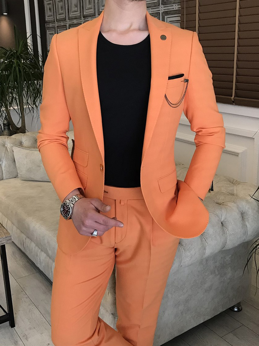 JA57917 Bright Orange Suit With Pants - Light Orange Suit